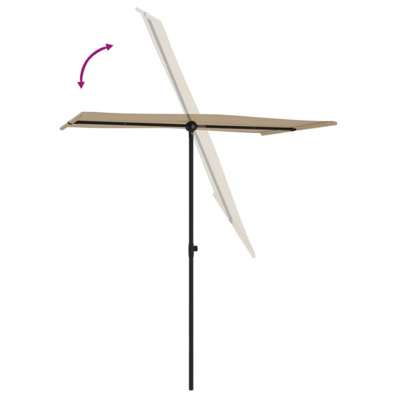 Parasol ogrodowy na aluminiowym słupku, 180x110 cm, taupe