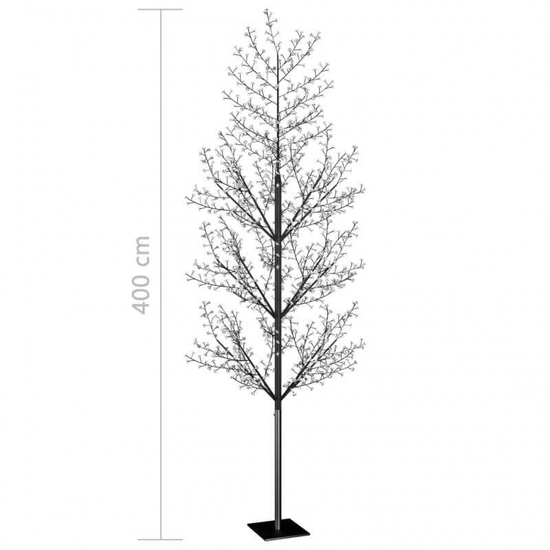 Drzewko świecące na niebiesko, 1200 LED, kwiat wiśni, 400 cm