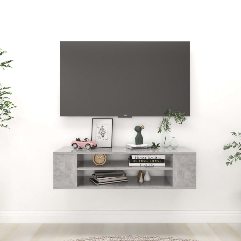 Wisząca szafka TV, szarość betonu, 100x30x26,5 cm
