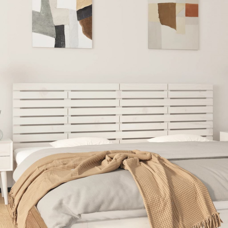 Wezgłowie łóżka, białe, 206x3x63 cm, lite drewno sosnowe