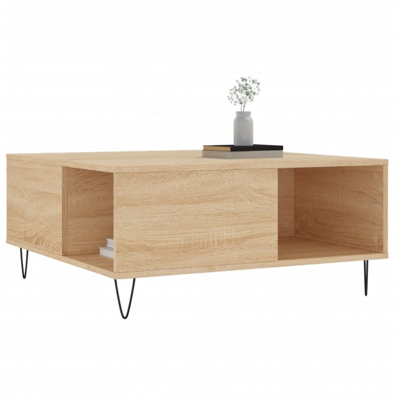 Stolik kawowy, dąb sonoma 80x80x36,5 cm materiał drewnopochodny