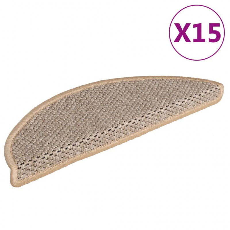 Samoprzylepne nakładki na schody, 15 szt., 56x17x3 cm, beżowe