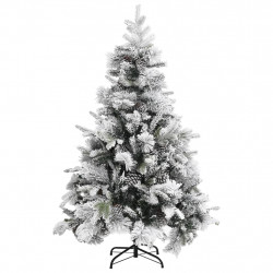 Choinka flokowana śniegiem i szyszkami, 150 cm, PVC i PE