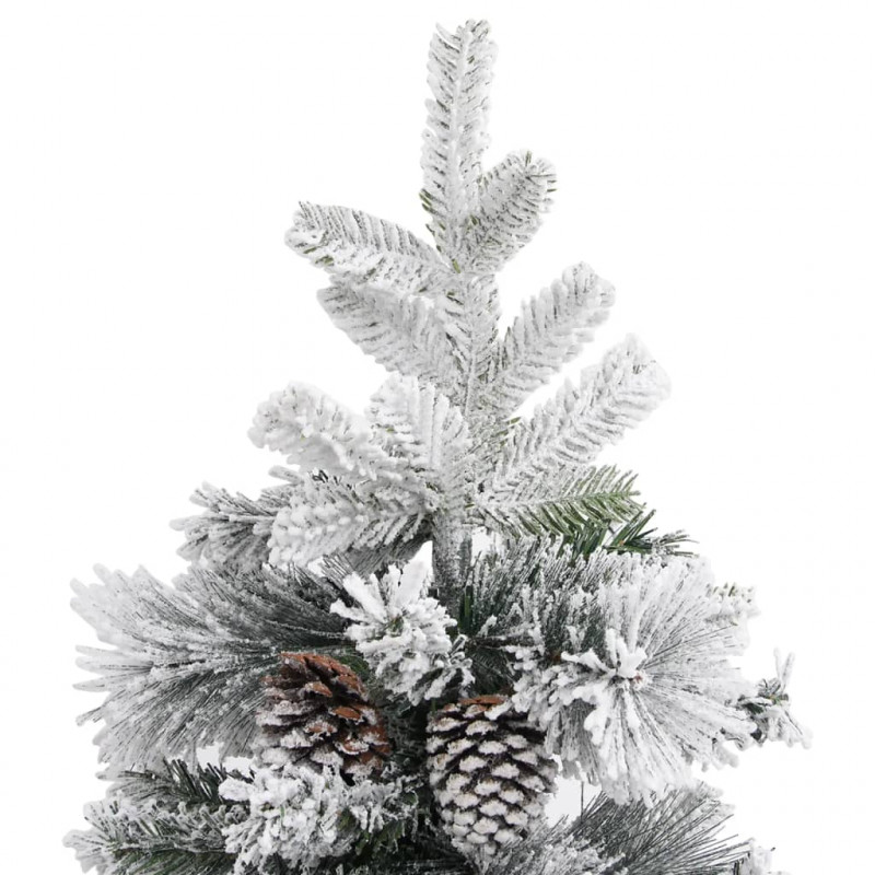 Choinka flokowana śniegiem i szyszkami, 150 cm, PVC i PE