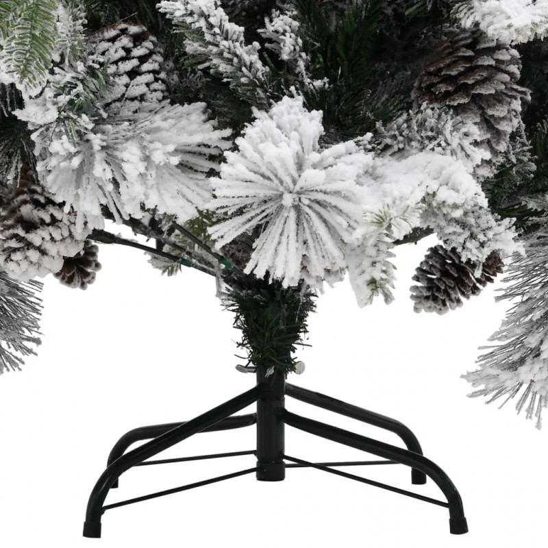 Choinka flokowana śniegiem i szyszkami, 150 cm, PVC i PE