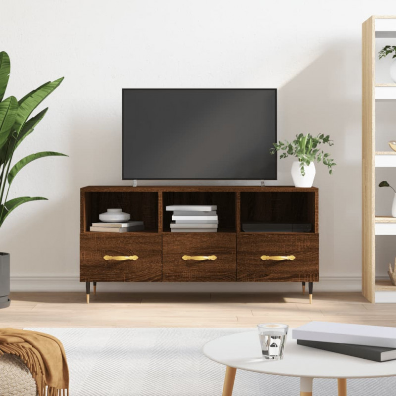 Szafka pod TV, brązowy dąb, 102x36x50 cm
