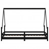 Rama łóżka dziecięcego, czarna, 90x190 cm, drewno sosnowe
