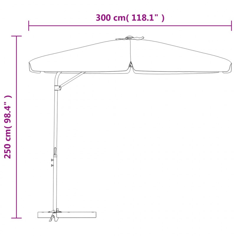 Parasol ogrodowy na stalowym słupku, 300 cm, niebieski