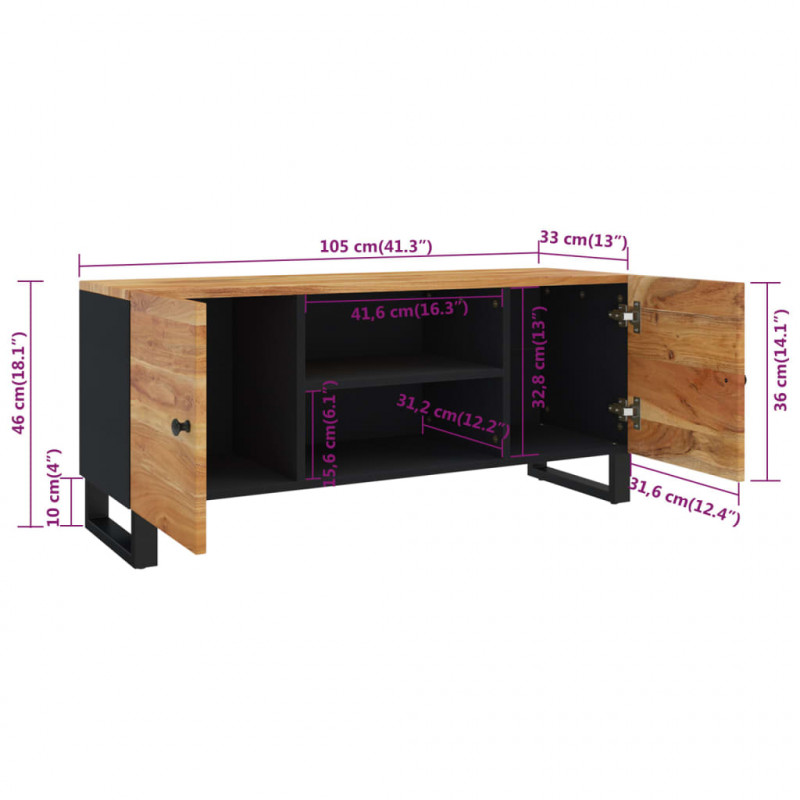 Szafka pod telewizor, 105x33x46 cm, lite drewno akacjowe