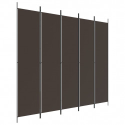 Parawan 5-panelowy, brązowy, 250x220 cm, tkanina