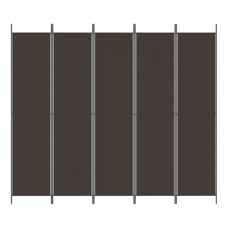Parawan 5-panelowy, brązowy, 250x220 cm, tkanina
