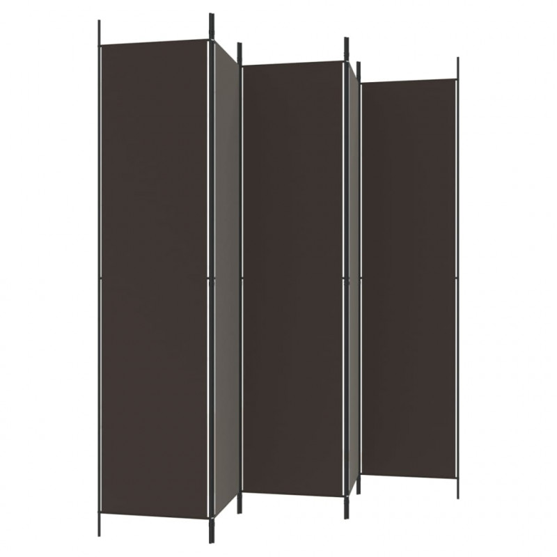Parawan 5-panelowy, brązowy, 250x220 cm, tkanina