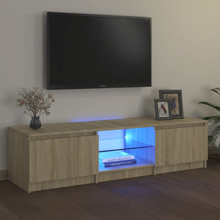 Szafka pod TV, z LED, dąb sonoma, 140 x 40 x 35,5 cm