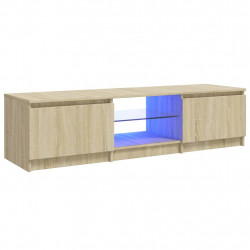 Szafka pod TV, z LED, dąb sonoma, 140 x 40 x 35,5 cm