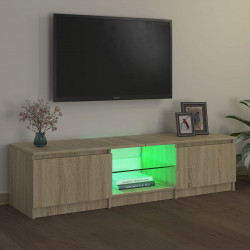 Szafka pod TV, z LED, dąb sonoma, 140 x 40 x 35,5 cm