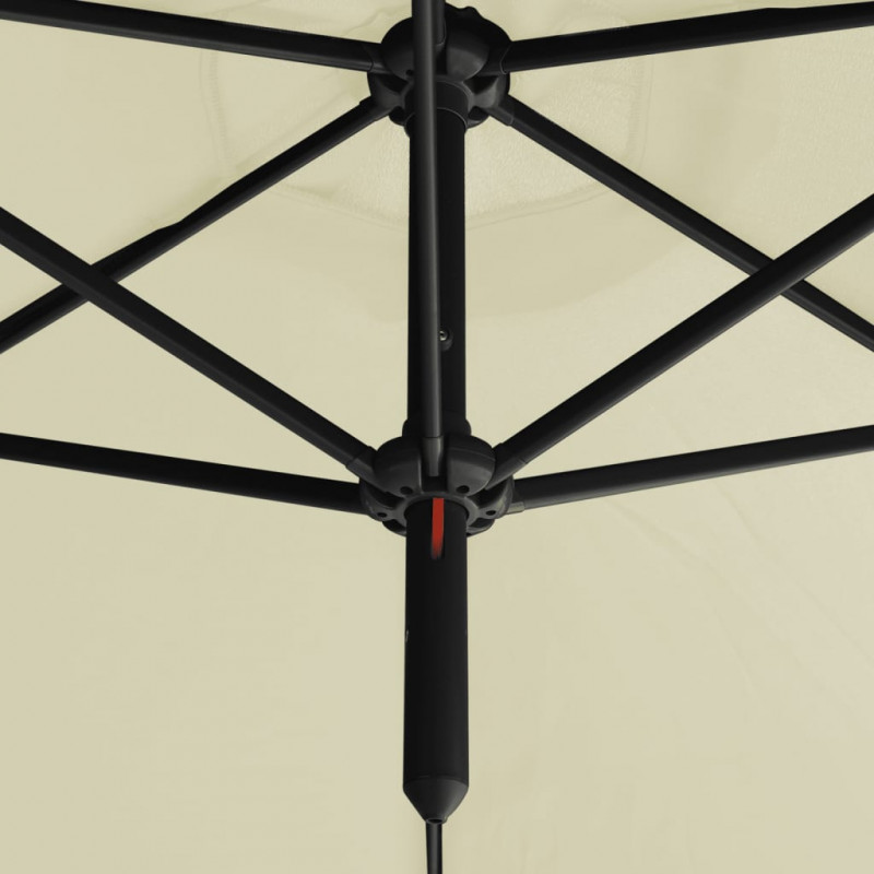 Podwójny parasol ogrodowy, stalowy słupek, piaskowy, 600 cm