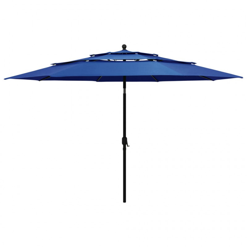 3-poziomowy parasol na aluminiowym słupku, niebieski, 3,5 m