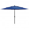 3-poziomowy parasol na aluminiowym słupku, niebieski, 3,5 m