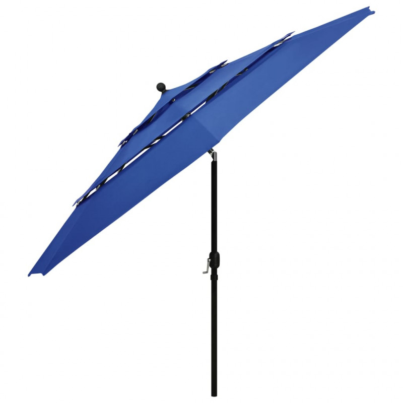 3-poziomowy parasol na aluminiowym słupku, niebieski, 3,5 m