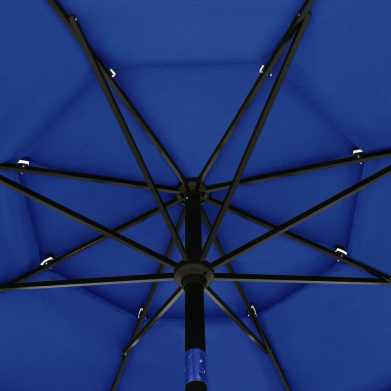 3-poziomowy parasol na aluminiowym słupku, niebieski, 3,5 m