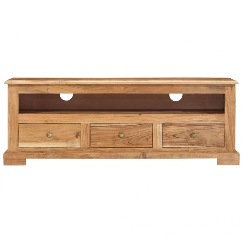 Szafka pod TV z litego drewna akacjowego, 110x30x40 cm, brązowa