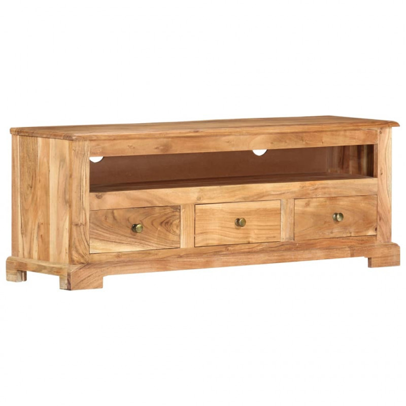 Szafka pod TV z litego drewna akacjowego, 110x30x40 cm, brązowa