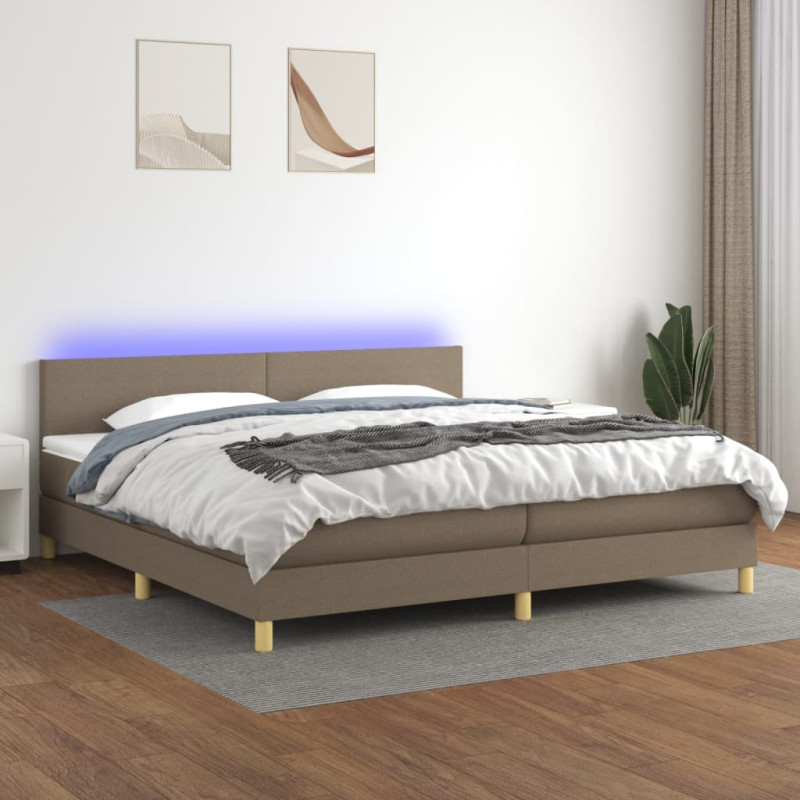 Łóżko kontynentalne z materacem, taupe, 200 x 200 cm, tkanina