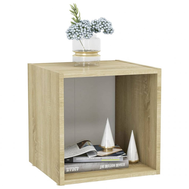 Szafki pod TV, 4 szt., biel i dąb sonoma, 37x35x37 cm
