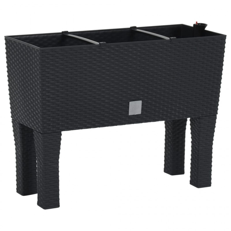 Podwyższona donica, antracytowa, 60x25x46 cm, rattan PP