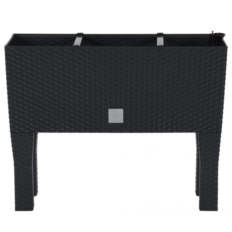 Podwyższona donica, antracytowa, 60x25x46 cm, rattan PP