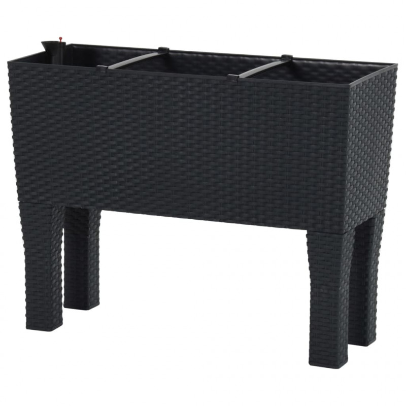 Podwyższona donica, antracytowa, 60x25x46 cm, rattan PP