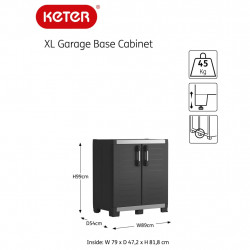 Keter Szafka do przechowywania Garage, XL, czarno-srebrna, 99 cm