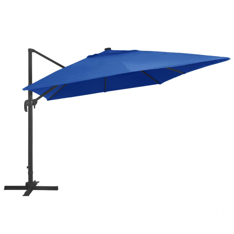 Parasol z LED i aluminiowym słupkiem, 400x300 cm, niebieski