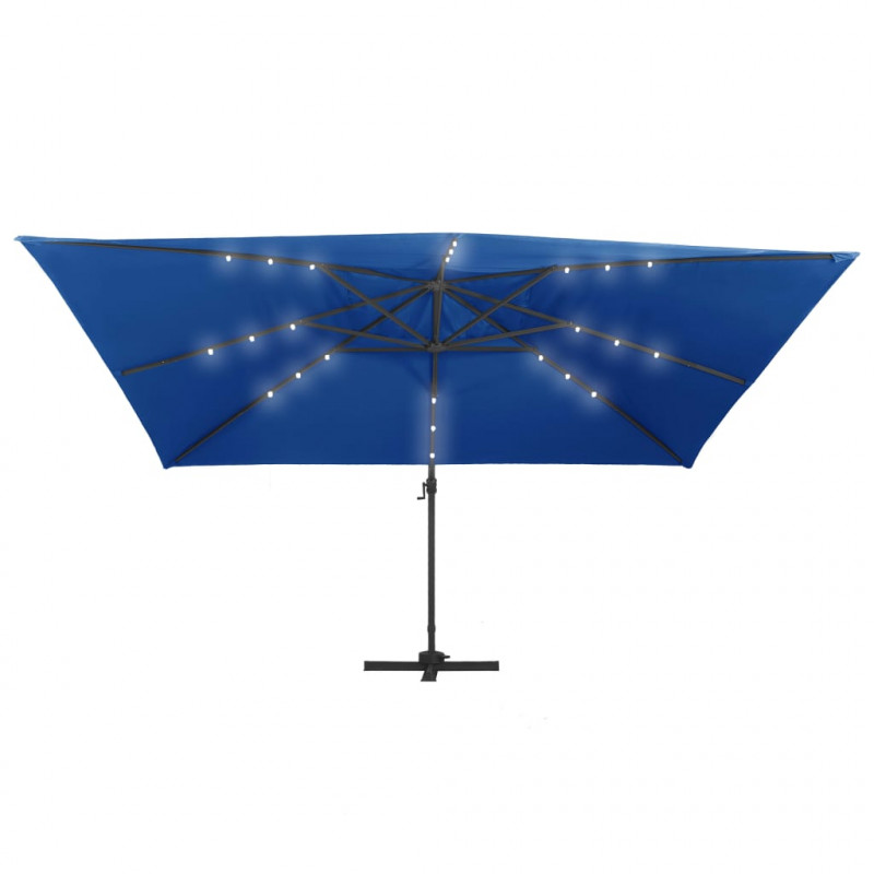 Parasol z LED i aluminiowym słupkiem, 400x300 cm, niebieski