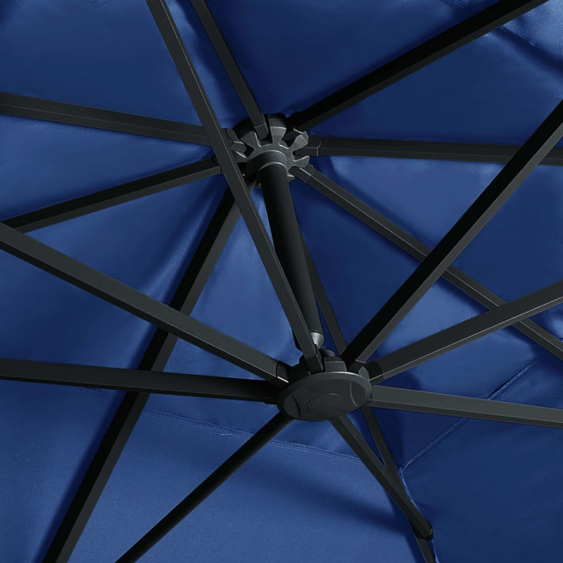 Parasol z LED i aluminiowym słupkiem, 400x300 cm, niebieski