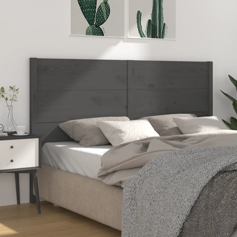 Wezgłowie łóżka, szare, 126x4x100 cm, lite drewno sosnowe