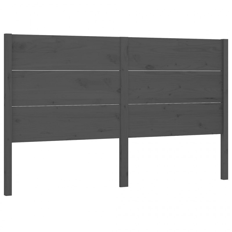 Wezgłowie łóżka, szare, 126x4x100 cm, lite drewno sosnowe