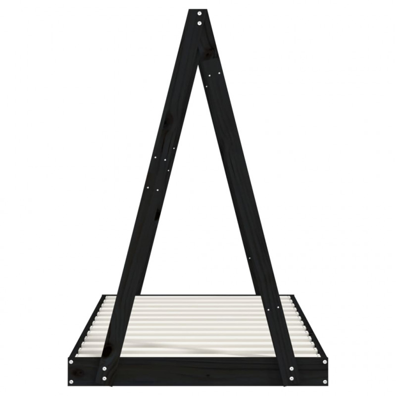 Rama łóżka dziecięcego, czarna, 80x160 cm, drewno sosnowe