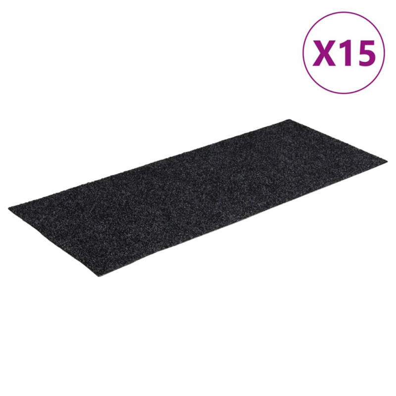 Samoprzylepne nakładki na schody, 15 szt., 60x25 cm, szare