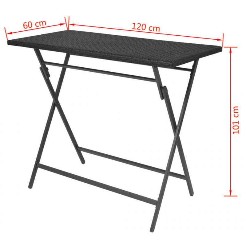 5-cz. zestaw składanych mebli ogrodowych, stal, rattan PE czerń