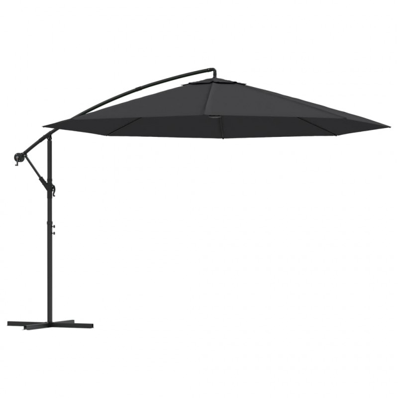 Parasol wiszący z aluminiowym słupkiem, 350 cm, czarny