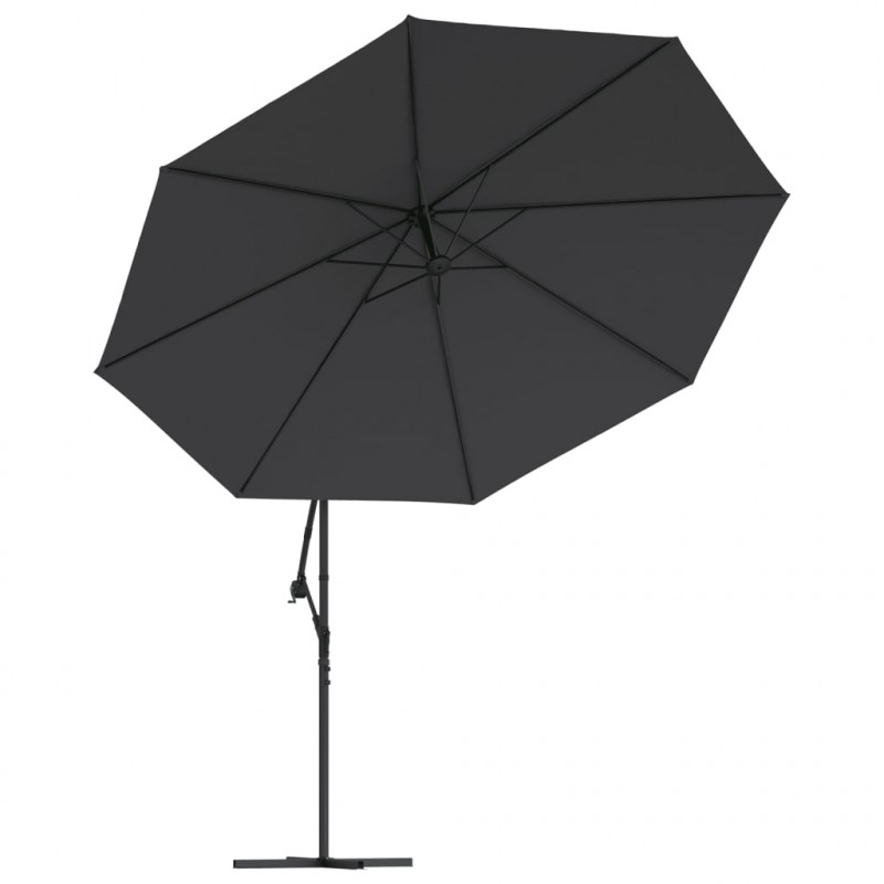 Parasol wiszący z aluminiowym słupkiem, 350 cm, czarny