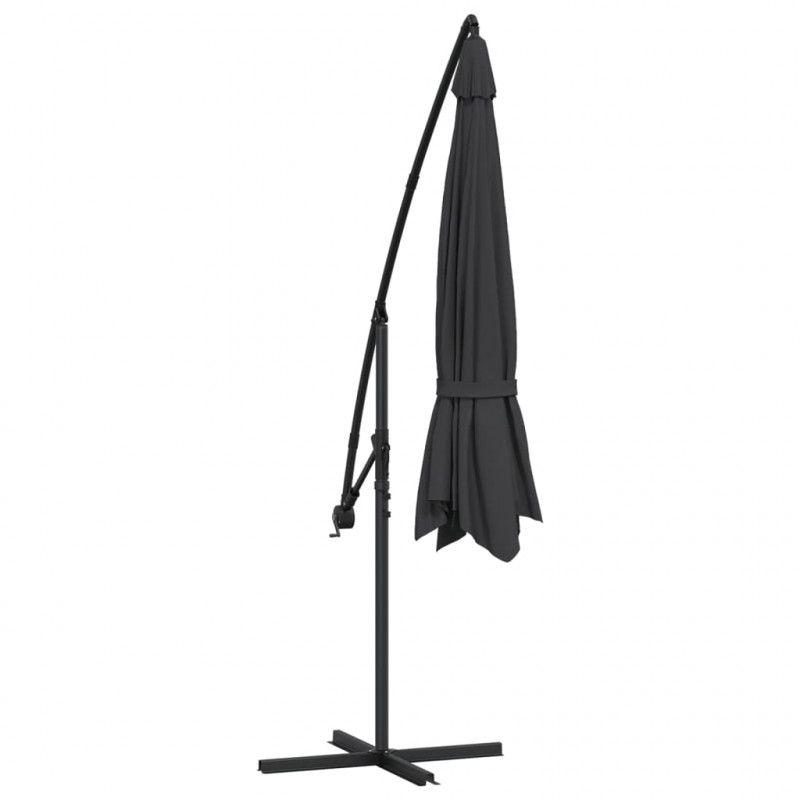 Parasol wiszący z aluminiowym słupkiem, 350 cm, czarny