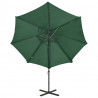 Parasol wiszący z LED i słupkiem, zielony, 300 cm