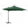 Parasol wiszący z LED i słupkiem, zielony, 300 cm