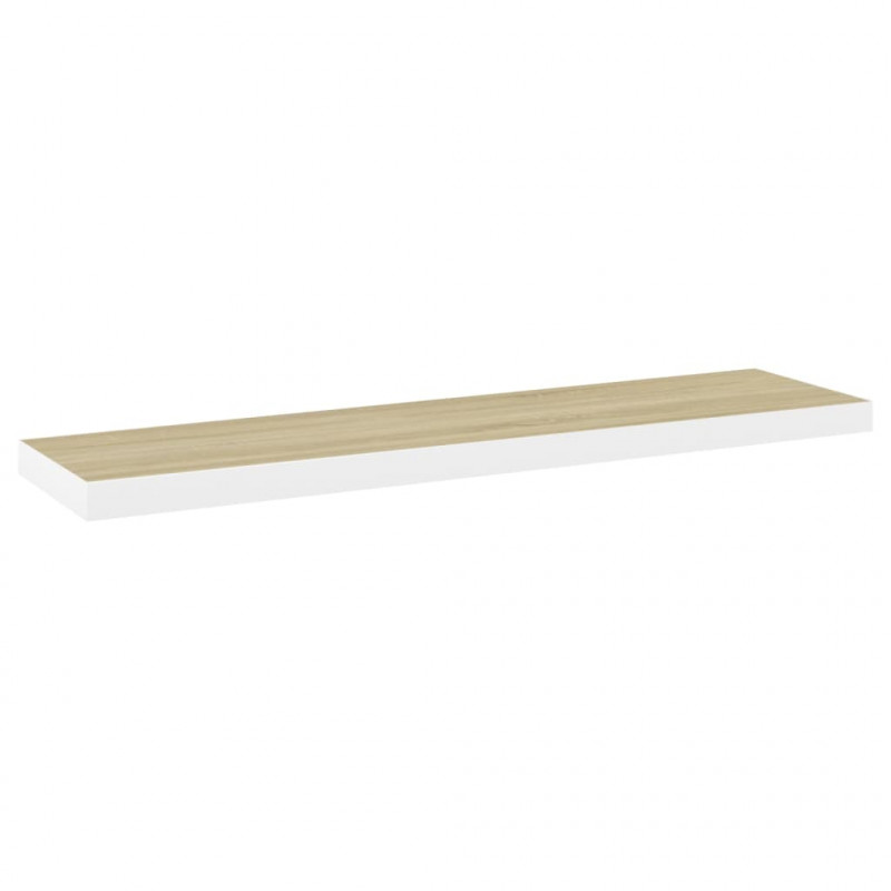 Półka ścienna, dębowo-biała, 120 x 23,5 x 3,8 cm, MDF