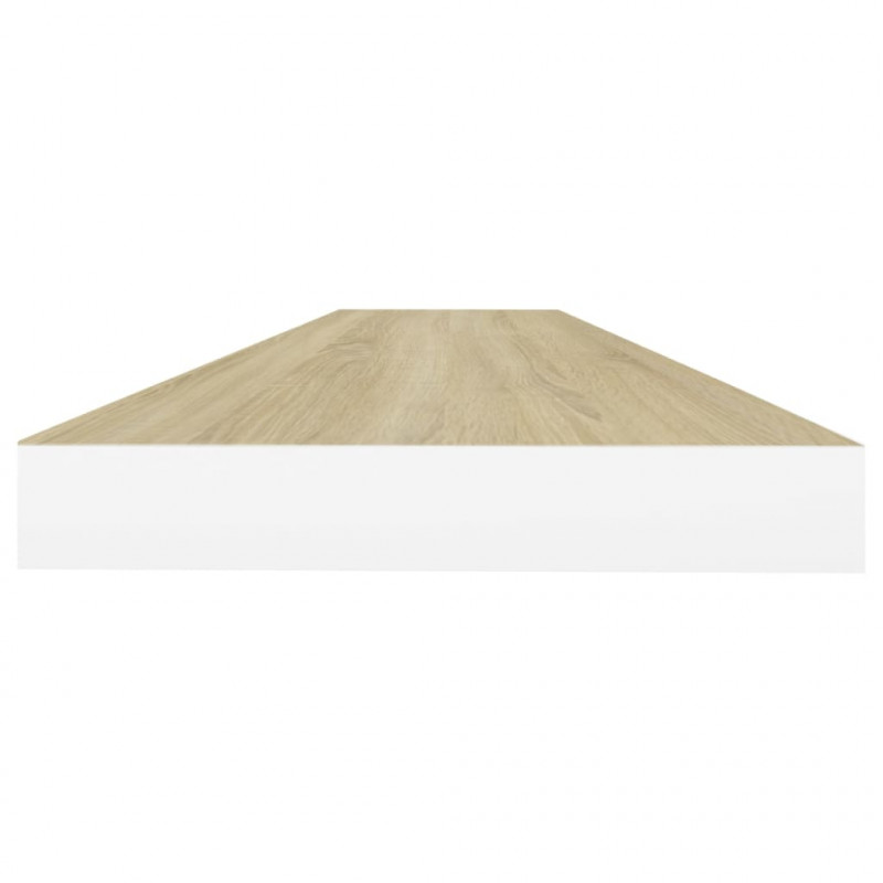Półka ścienna, dębowo-biała, 120 x 23,5 x 3,8 cm, MDF