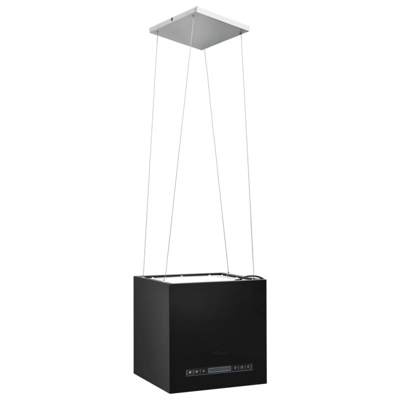 Wiszący okap nad wyspę, dotykowy LCD, 37 cm, stal