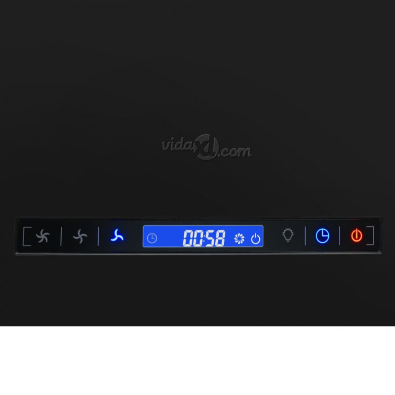 Wiszący okap nad wyspę, dotykowy LCD, 37 cm, stal