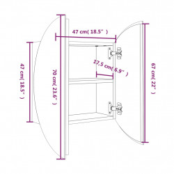 Szafka łazienkowa z lustrem i LED, dąb, 47x47x17,5 cm